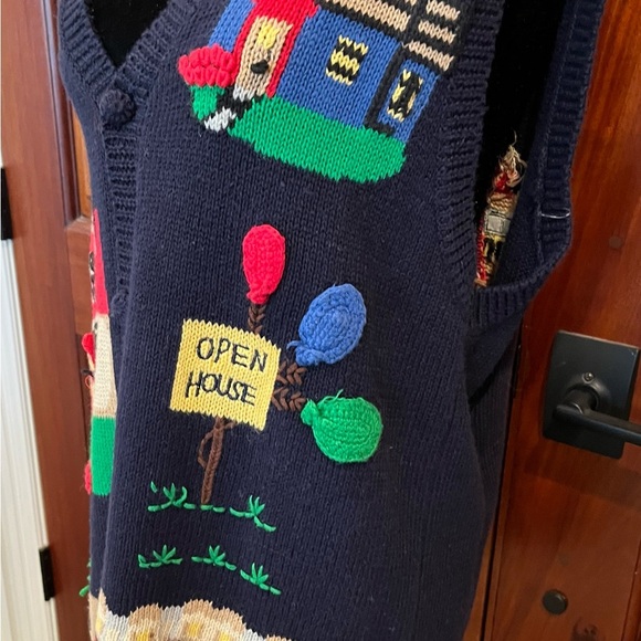 Vintage The Eagle's Eye Sweater Vest Medium Cardigan Realtor Real Estate Sold - Picture 6 of 11